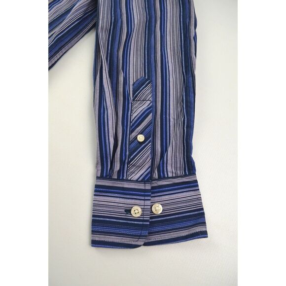 Robert Graham Men's XL Blue Purple Striped Cotton Shirt Button Down Long Sleeves - Picture 9 of 16